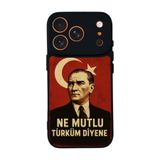BG AKSESUAR iPhone 17 Pro ile Uyumlu Mustafa Kemal Atatürk Tasarımlı Glossy Premium Kılıf, Kırmızı