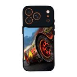 BG AKSESUAR iPhone 17 Pro ile Uyumlu Şimsek McQueen Tasarımlı Glossy Premium Kılıf, Siyah