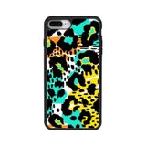 BG AKSESUAR iPhone 7 Plus ile Uyumlu Pastel Leopar Desenli Mat Siyah Silikon Kılıf, Şok Emici Koruyucu Kapak