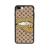 BG AKSESUAR iPhone 7 Plus Uyumlu Louis Vuitton Desenli Mat Siyah Silikon Kılıf, Şok Emici Koruyucu Kapak