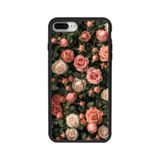 BG AKSESUAR iPhone 7 Plus Uyumlu Mat Siyah Kılıf, Çiçek Deseni, Silikon, Şok Emici