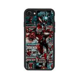 BG AKSESUAR iPhone 7 Uyumlu Mat Siyah Kılıf, Iron Man Marvel Baskılı, Yumuşak Silikon, Şok Emici