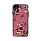 BG AKSESUAR iPhone 7 Uyumlu Mat Siyah Kılıf, Yumuşak Silikon, Çiçek Deseni, Şok Emici