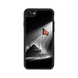 BG AKSESUAR iPhone 7 Uyumlu Mat Siyah Kılıf, Yumuşak Silikon, Koruyucu, Şok Emici, Türk Bayrağı Baskılı
