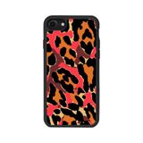BG AKSESUAR iPhone 8 ile Uyumlu Pastel Leopar Desenli Mat Siyah Silikon Kılıf, Şok Emici Koruyucu Kapak