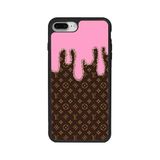 BG AKSESUAR iPhone 8 Plus Uyumlu Kılıf, LouisVuitton Deseni, Mat Siyah, Yumuşak Silikon, Koruyucu