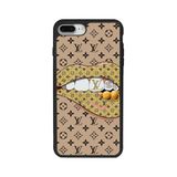 BG AKSESUAR iPhone 8 Plus Uyumlu Louis Vuitton Desenli Mat Siyah Silikon Kılıf, Şok Emici Koruyucu Kapak