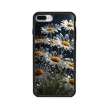 BG AKSESUAR iPhone 8 Plus Uyumlu Mat Siyah Kılıf, Yumuşak Silikon, Çiçek Deseni, Koruyucu, Şok Emici