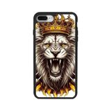 BG AKSESUAR iPhone 8 Plus Uyumlu Mat Siyah Kılıf, Yumuşak Silikon, Koruyucu, Şok Emici Kapak, Aslan Taç Desen