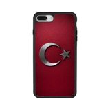 BG AKSESUAR iPhone 8 Plus Uyumlu Türk Bayrağı Baskılı Mat Siyah Kılıf, Yumuşak Silikon, Koruyucu, Şok Emici Kapak