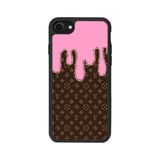 BG AKSESUAR iPhone 8 Uyumlu Kılıf, Mat Siyah, LouisVuitton Deseni, Silikon, Şok Emici