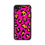 BG AKSESUAR iPhone SE Uyumlu Pastel Leopar Desenli Mat Siyah Silikon Kılıf, Şok Emici Koruyucu Kapak