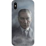 BG AKSESUAR iPhone X / XS Uyumlu HD Mustafa Kemal Atatürk Tam Kaplamalı Baskılı Kılıf, Gri