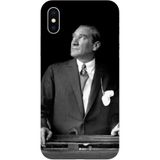 BG AKSESUAR iPhone X / XS Uyumlu Mustafa Kemal Atatürk Baskılı Tam Kaplamalı Silikon Kılıf, Siyah