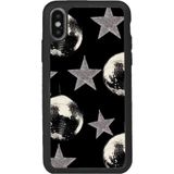 BG AKSESUAR iPhone X / XS Uyumlu Silikon Kılıf, Siyah, Yıldız ve Disko Topu Deseni