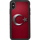 BG AKSESUAR iPhone X / XS Uyumlu Türk Bayrağı Tasarımlı Premium Silikon Kılıf, Mat, Kaymaz, Şok Emici, Kırmızı-Siyah