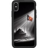 BG AKSESUAR iPhone X / XS Uyumlu Türk Bayrağı Tasarımlı Premium Silikon Kılıf, Siyah, Mat, Şok Emici