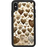 BG AKSESUAR iPhone XS Max ile Uyumlu Kılıf, Yumuşak Silikon, Şok Emici, Koruyucu Kapak, Leopar Desenli Kalp, Siyah