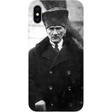 BG AKSESUAR iPhone X/XS Uyumlu Mustafa Kemal Atatürk Baskılı Tam Kaplamalı Silikon Kılıf, A++ Kalite, Mat Siyah