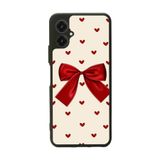 BG AKSESUAR Omix X5 ile Uyumlu Kurdele Tasarımlı Glossy Premium Kılıf, Krem-Kırmızı
