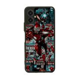 BG AKSESUAR Omix X5 ile Uyumlu Mat Siyah Kılıf, Iron Man Marvel Baskılı, Yumuşak Silikon, Şok Emici