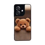 BG AKSESUAR Oppo A3 5G ile Uyumlu Baskılı, Mat Siyah, Yumuşak Silikon, Koruyucu, Şok Emici Kapak, Oyuncak Ayıcık Tasarımı