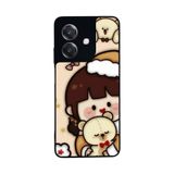 BG AKSESUAR Oppo A3 5G ile Uyumlu Baskılı, Mat Siyah, Yumuşak Silikon, Şok Emici, Oyuncak Ayıcık Tasarımı Kapak Kılıf