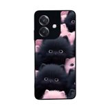 BG AKSESUAR Oppo A3 5G ile Uyumlu Kedi Figürü Temalı, Mat Siyah, Yumuşak Silikon, Şok Emici Kapak Kılıf