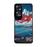 BG AKSESUAR Oppo A60 ile Uyumlu Kılıf, Türk Bayrağı Baskılı, Mat Siyah, Yumuşak Silikon, Şok Emici
