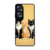 BG AKSESUAR Oppo A60 ile Uyumlu Kılıf, Yumuşak Silikon, Koruyucu, Şok Emici, Kedi Baskılı, Siyah