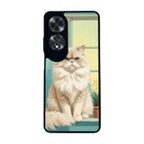 BG AKSESUAR Oppo A60 ile Uyumlu Kılıf, Yumuşak Silikon, Koruyucu, Şok Emici, Mat Siyah, Kedi Tasarımı