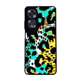 BG AKSESUAR Oppo A60 ile Uyumlu Pastel Leopar Desenli Mat Siyah Kılıf, Yumuşak Silikon, Şok Emici Koruyucu Kapak