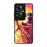 BG AKSESUAR Oppo Reno 11F ile Uyumlu Golden Köpek Tasarımlı Glossy Premium Kılıf, Sarı-Pembe-Turuncu