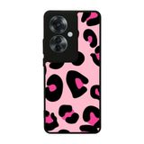 BG AKSESUAR Oppo Reno 11F ile Uyumlu Pastel Leopar Desenli Mat Siyah Silikon Kılıf, Şok Emici Koruyucu Kapak