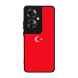 BG AKSESUAR Oppo Reno 11F ile Uyumlu Türk Bayrağı Tasarımlı Glossy Premium Kılıf, Kırmızı-Siyah