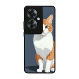 BG AKSESUAR Oppo Reno 11F Uyumlu Kılıf, Mat Siyah, Yumuşak Silikon, Koruyucu, Şok Emici, Kedi Baskılı