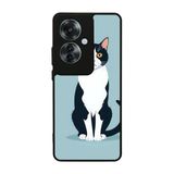 BG AKSESUAR Oppo Reno 11F Uyumlu Kılıf, Mat Siyah, Yumuşak Silikon, Koruyucu, Şok Emici, Kedi Desenli