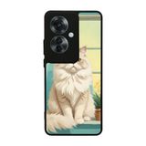BG AKSESUAR Oppo Reno 11F Uyumlu Kılıf, Mat Siyah, Yumuşak Silikon, Koruyucu, Şok Emici, Kedi Tasarım