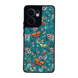 BG AKSESUAR Oppo Reno 13F ile Uyumlu Floral Tasarımlı Glossy Premium Kılıf, Çiçek Desen, Turkuaz