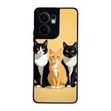 BG AKSESUAR Oppo Reno 13F ile Uyumlu Kılıf, Yumuşak Silikon, Koruyucu, Şok Emici, Siyah, Kedi Desenli
