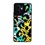 BG AKSESUAR Oppo Reno 13F ile Uyumlu Pastel Leopar Desenli Siyah Silikon Kılıf, Şok Emici Koruyucu Kapak