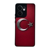 BG AKSESUAR Oppo Reno 13F ile Uyumlu Siyah Kılıf, Türk Bayrağı Baskılı, Yumuşak Silikon, Koruyucu, Şok Emici