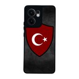 BG AKSESUAR Oppo Reno 13F ile Uyumlu Türk Bayrağı Tasarımlı Glossy Premium Kılıf, Kırmızı-Siyah