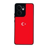 BG AKSESUAR Oppo Reno 13F ile Uyumlu Türk Bayrağı Tasarımlı Glossy Premium Kılıf, Kırmızı