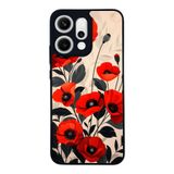 BG AKSESUAR Oppo Reno 14 ile Uyumlu Floral Tasarımlı Glossy Premium Kılıf, Kırmızı Çiçek Deseni