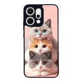 BG AKSESUAR Oppo Reno 14 ile Uyumlu Kedi Figürü Baskılı, Mat Siyah, Yumuşak Silikon, Şok Emici Koruyucu Kılıf