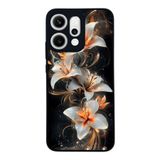 BG AKSESUAR Oppo Reno 14 ile Uyumlu Kılıf, Siyah, Çiçek Deseni, Yumuşak Silikon, Şok Emici