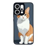 BG AKSESUAR Oppo Reno 14 ile Uyumlu Kılıf, Siyah, Yumuşak Silikon, Koruyucu, Şok Emici, Kedi Baskılı