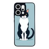 BG AKSESUAR Oppo Reno 14 ile Uyumlu Kılıf, Yumuşak Silikon, Şok Emici, Siyah, Kedi Desenli