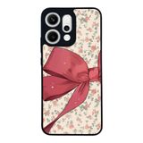 BG AKSESUAR Oppo Reno 14 ile Uyumlu Kurdele Tasarımlı Glossy Premium Kılıf, Krem Çiçek Desen